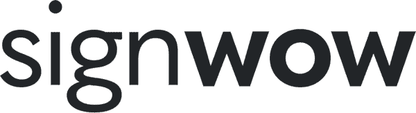 The word "signwow" is displayed in bold, black lowercase letters on a light gray background.